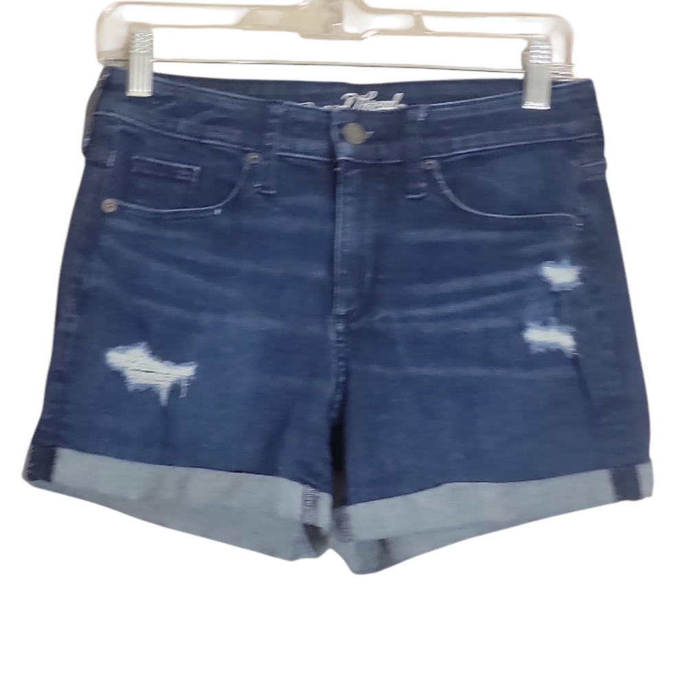 Universal Thread high rise midi distressed cuffed jean shorts women's size 2